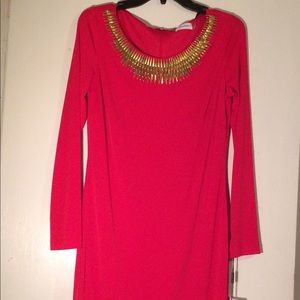 🆕 Calvin Klein Embellished Neckline Sheath Dress